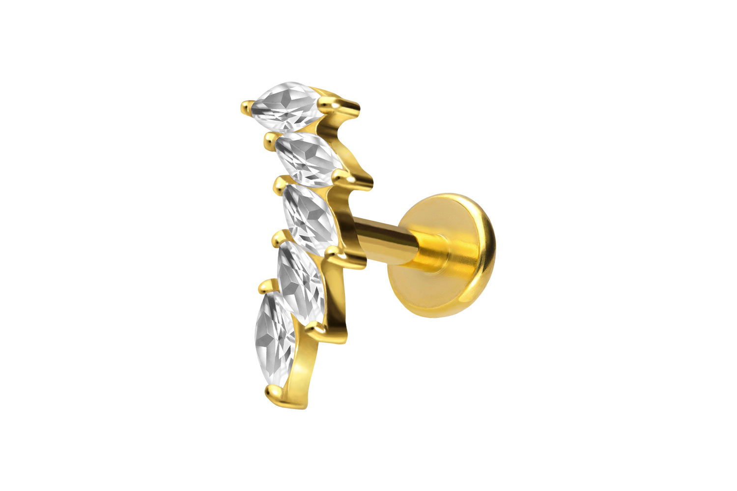 Titan Labret Piercing mit Push Fit 5 EINGEFASSTE KRISTALLTROPFEN